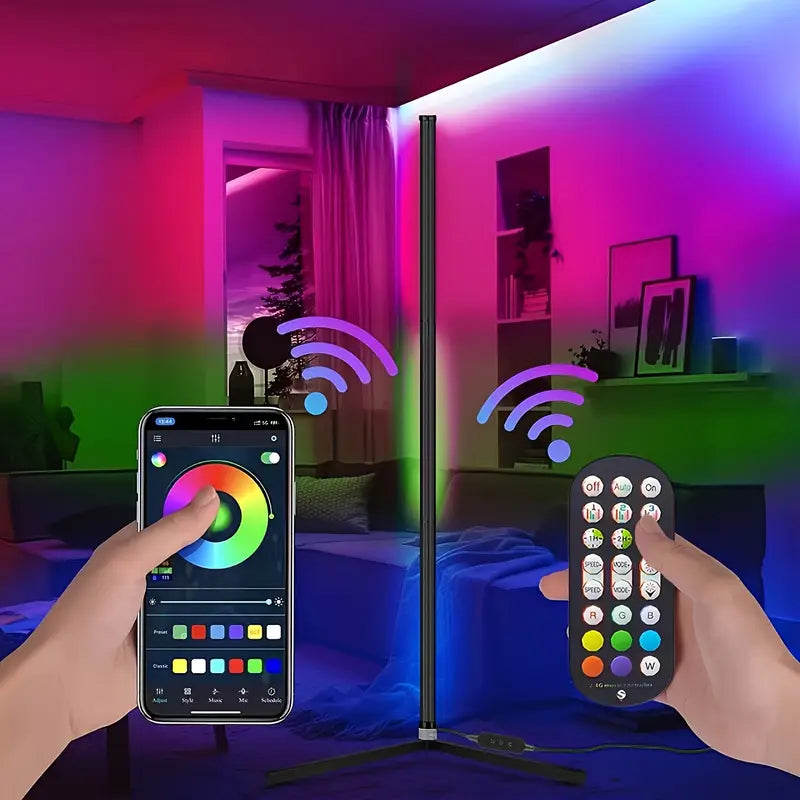 Metal Frame LED Floor Lamp Living Room, Corner Lamp RGBIC App control