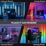 Metal Frame LED Floor Lamp Living Room, Corner Lamp RGBIC App control