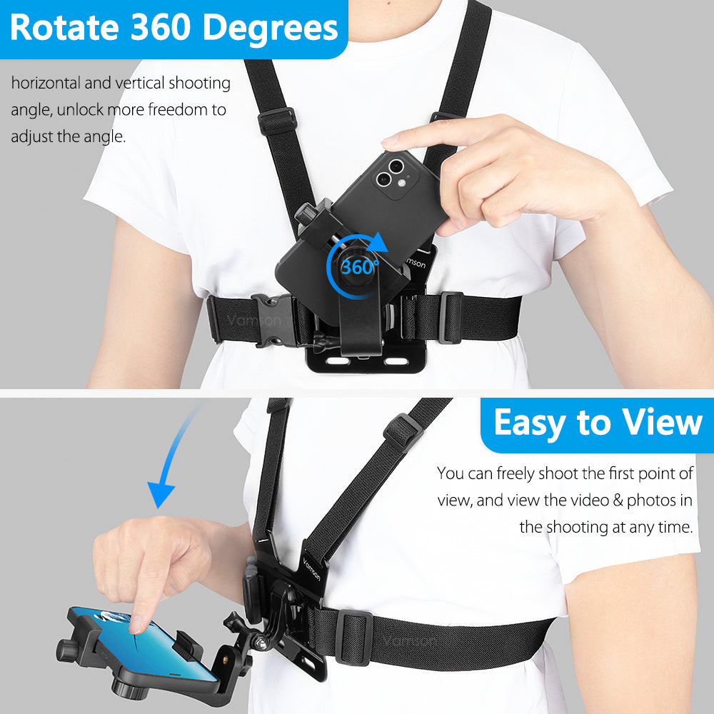 Smartphone Chest Strap Stand Rotatable Cell Phone Holder
