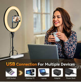 Selfie Ring Light with Tripod Stand Remote Mobile
Holder Photography 10.2inch