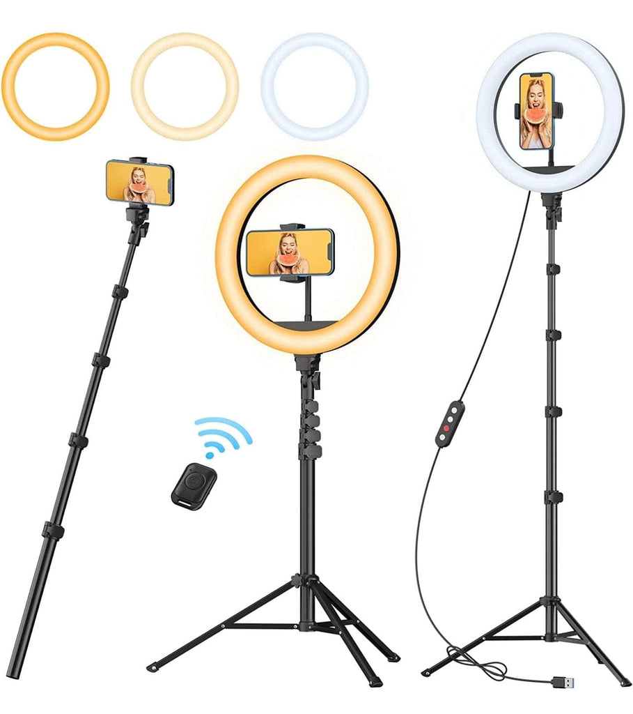 Selfie Ring Light with Tripod Stand Remote Mobile
Holder Photography 10.2inch