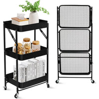 Multi-Functional Folding Storage Trolley Metal Rack