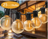 15M 25 G40 Globe Hanging Indoor/Outdoor String Lights with Clear Bulbs Electric