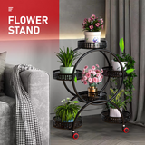 Metal Plant Stand, Indoor Flower Pot Stand with Wheels, 4 Tier 6 Flower  Potted Holders