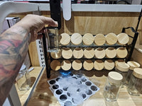 Spice Rack Organizer with 24 Empty Square Spice Jars + Labels + Funnel