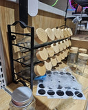 Spice Rack Organizer with 24 Empty Square Spice Jars + Labels + Funnel