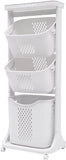 Rolling Laundry Cart with 3 Plastic Laundry Basket