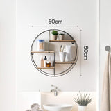 Round Shelf for Wall, Mounted Shelves for Living Room Home Office Bedroom Modern Circular Decorative Display Wall Shelves Easy Installation Metal Frame - Black, 50 x 50 x 10cm