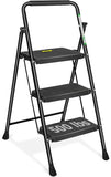 3 Step Ladder Folding Step Stool with Wide Anti-Slip Pedals and Comfort Handgrip for Kitchen Household and Office, Lightweight Capacity 500lbs Sturdy Step Ladder