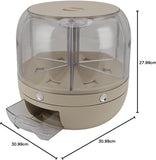 Rotating Rice Dispenser Storage Container, 6-Compartment Dry Food Dispenser