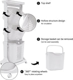 Rolling Laundry Cart with 3 Plastic Laundry Basket