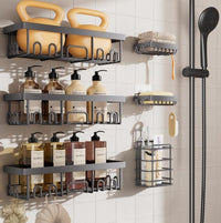 6-Pack Shower Caddy, Adhesive Shelves Rack with Soap Holder,