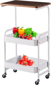 3 Tier Storage Cart Mobile Shelving Unit White