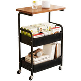 3 Tier Storage Cart Mobile Shelving Unit Black