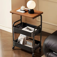 3 Tier Storage Cart Mobile Shelving Unit Black