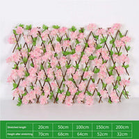 Expandable Artificial Privacy Fence, Wooden Hedge Panels with Flowers, Retractable