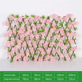 Expandable Artificial Privacy Fence, Wooden Hedge Panels with Flowers, Retractable