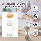 Spice Rack Organizer with 24 Empty Square Spice Jars + Labels + Funnel