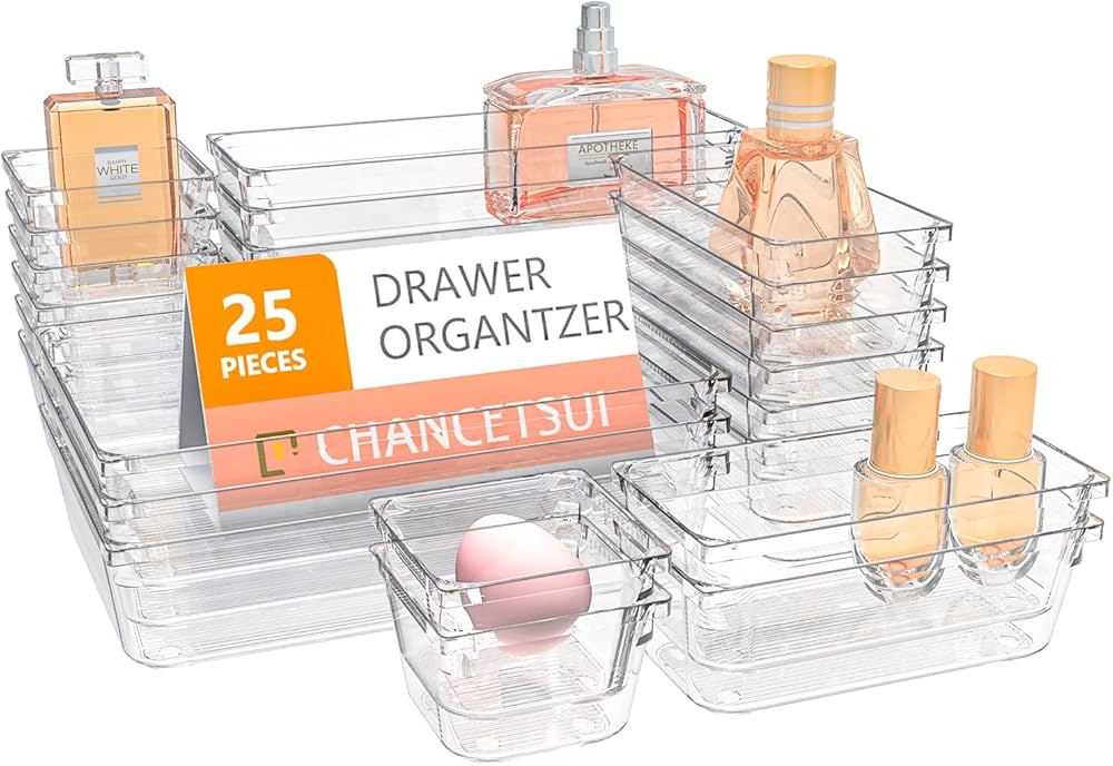 Amtido Confezione da 4 organizer per cassetti, in robusta plastica trasparente, versatili per cucina, bagno, utensili, trucco, ufficio e accessori da scrivania (15,2 cm x 22,9 cm x 5,1 cm Amtido Confezione da 4 organizer per cassetti, in robusta plastica trasparente, versatili per cucina, bagno, utensili, trucco, ufficio e accessori da scrivania (15,2 cm x 22,9 cm x 5,1 cm