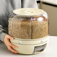Rotating Rice Dispenser Storage Container, 6-Compartment Dry Food Dispenser