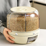 Rotating Rice Dispenser Storage Container, 6-Compartment Dry Food Dispenser
