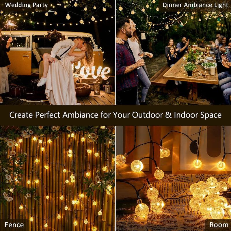 Solar Garden Lights Outdoor Waterproof, 100LED Globe Fairy Lights Warm White 10 M