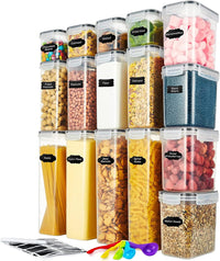 16pcs BPA Free Plastic Dry Food Canisters for Kitchen Pantry Organization