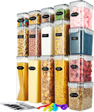 16pcs BPA Free Plastic Dry Food Canisters for Kitchen Pantry Organization