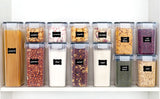 15pcs BPA Free Plastic Dry Food Canisters for Kitchen Pantry Organization