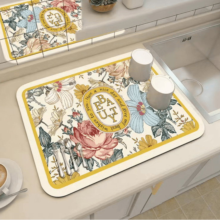 Dish Drying Mat Cabinet Drying Mats Microfiber Absorbent Table Placemat Non-Slip Heat Resistant Drain Drying Pad