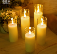 Flameless 5pc Glass Candle Rechargeable