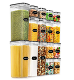 16pcs BPA Free Plastic Dry Food Canisters for Kitchen Pantry Organization