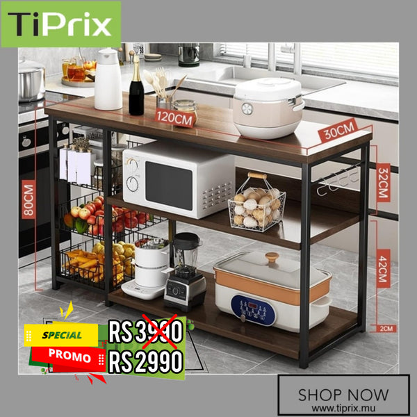 Kitchen Shelf Floor Cabinet Pot Bowl Seasoning Rack Microwave Oven Rac ...