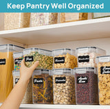 15pcs BPA Free Plastic Dry Food Canisters for Kitchen Pantry Organization