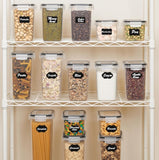 15pcs BPA Free Plastic Dry Food Canisters for Kitchen Pantry Organization