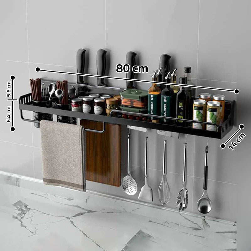 Kitchen Storage Hook Wall Mounted Organizer Rack 80 cm