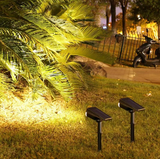 Set of 2 Solar 7 LED Outdoor Waterproof Garden Tree Projector Spotlight – Warm White