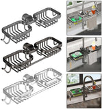 Aluminum Double Basket Shelf Sink Drain Sponge Storage Basket