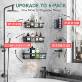 6-Pack Shower Caddy, Adhesive Shelves Rack with Soap Holder,