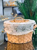 Bread Basket with Floral Fabric Lid