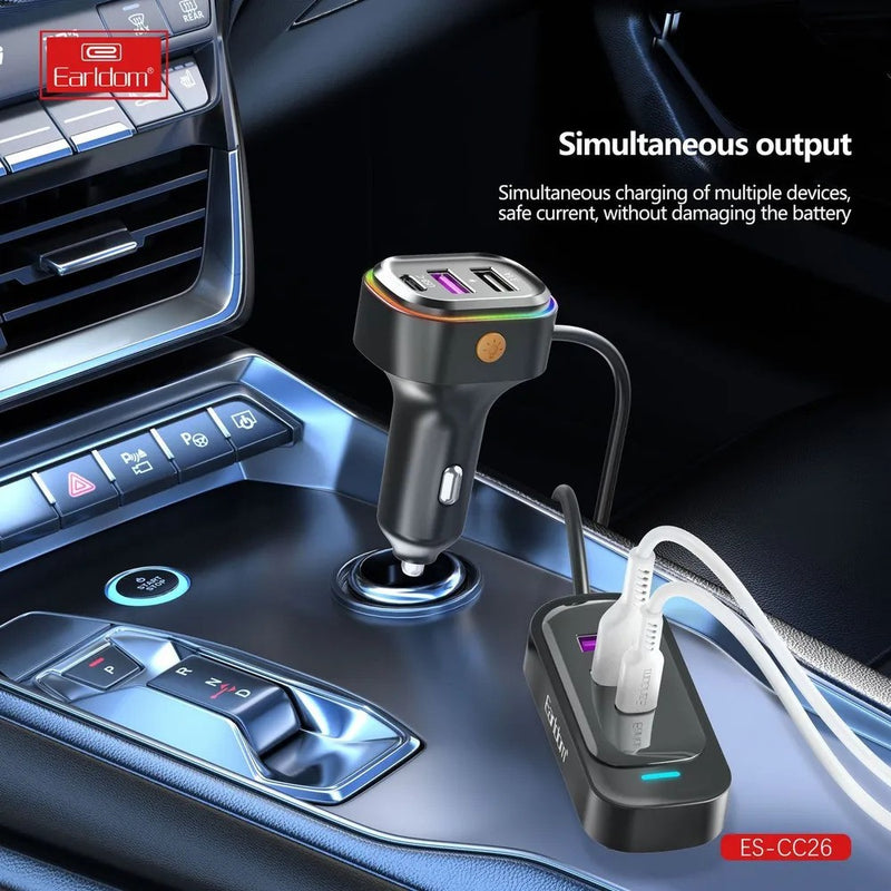 Earldom® CC26 RGB 6in1 66W car charger