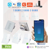 Wifi Wall Touch Switch EU No Neutral Wire Required Smart Light Switch 1 2 3 Gang 220V Tuya Smart Home Support Alexa Google Home