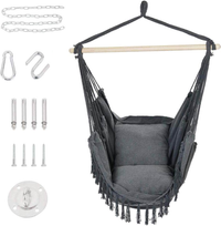 Large Macrame Hanging Chair with Pocket with 2 Cushions