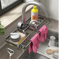 Aluminium Double Basket Shelf Sink Drain Sponge Storage Basket