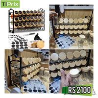Spice Rack Organizer with 24 Empty Square Spice Jars + Labels + Funnel