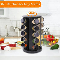 Rotating Spice Rack, Empty 20-Jars + empty labels stickers