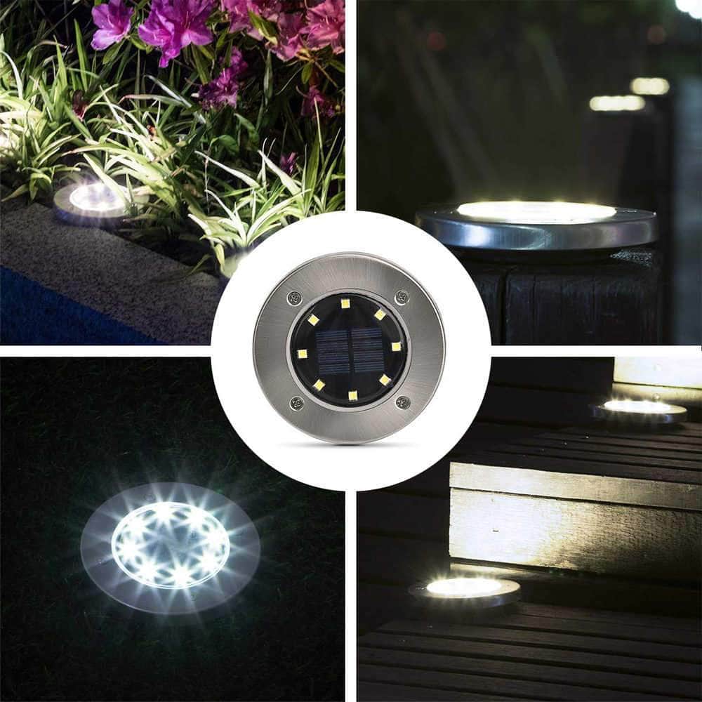 Solar Powered 8 led ground Light Waterproof Garden Pathway Deck Lights