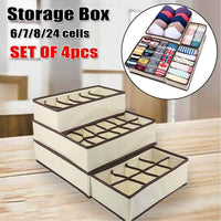Set of 4 Underwear Drawer Organisers Beige - Thicken variant