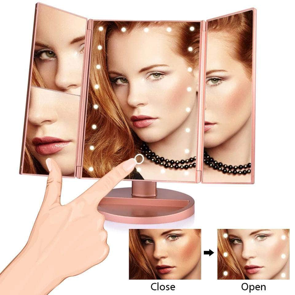 Makeup Mirror with Lights 21 Led Light Up Mirror 2X/3X Magnification Vanity Mirror ,Lights Touch Screen 180 Degree Rotation Dual Power Supply