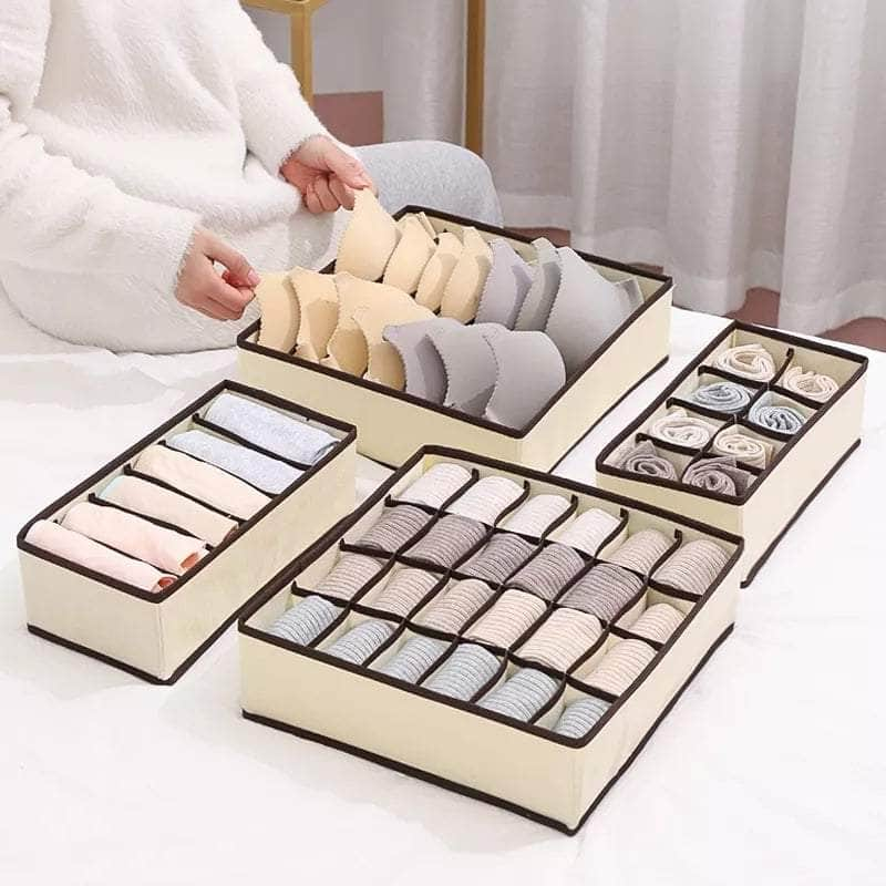 Set of 4 Underwear Drawer Organisers, Foldable Bra Drawer